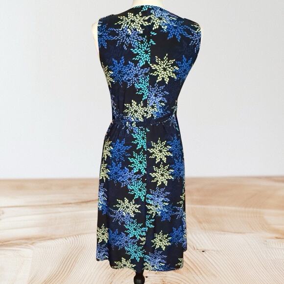 Japanese Weekend Maternity or Nursing Wrap Midi Dress Sz S Black Multi Print - Picture 4 of 8